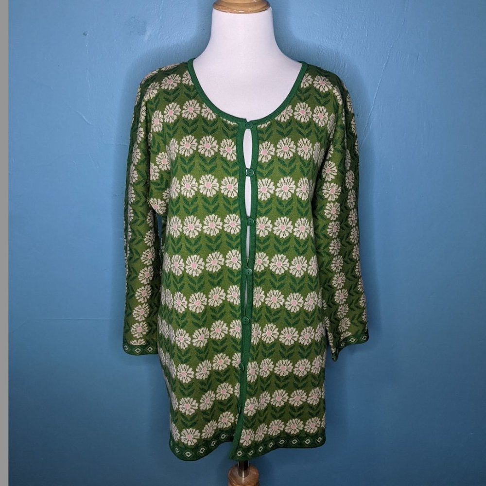 🍉Gudrun Sjödén Organic Cotton Floral Button Down Tunic NWOT